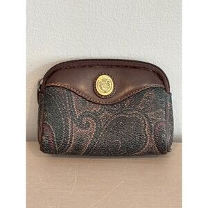Vintage Liz Claiborne brown paisley coin purse 4.5"
